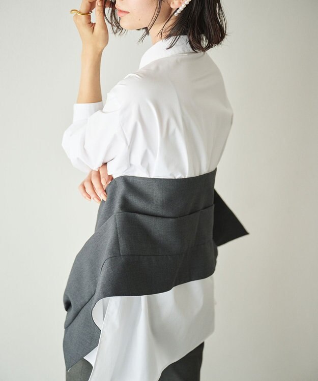 #Newans ビスチェレイヤーシャツ ホワイト×チャコール