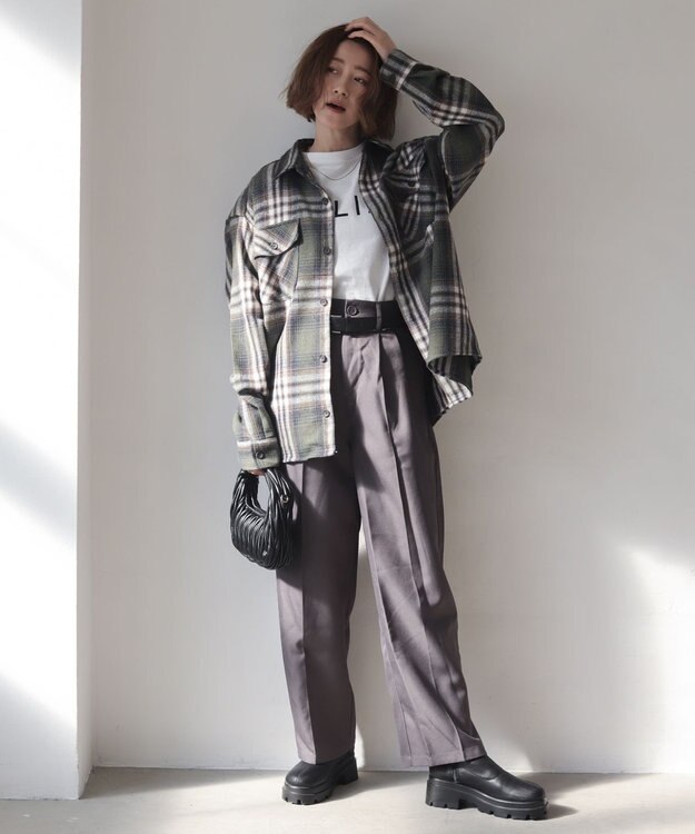 WEGO 【2025年秋冬新作/ユニセックス着用ITEM/SMLサイズ展開】ヘビーネルチェックシャツ（LS） 柄4