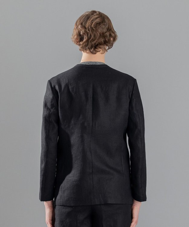 JOSEPH HOMME ペアースキンリネン　ノーカラージャケット ブラック系