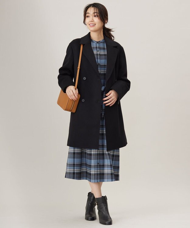 J.PRESS LADIES L 【洗える】テトロンレーヨン/ウール milledタータン ワンピース ブルーチェック系