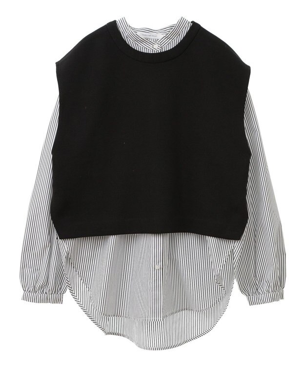 AMERICAN HOLIC ＳＥＴ　イージーケアロングシャツ＋ポンチベスト Stripe