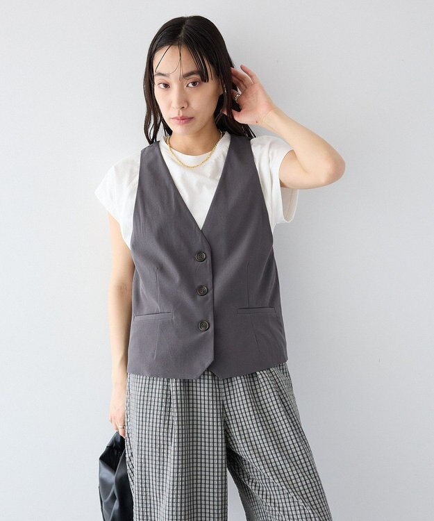 CRAFT STANDARD BOUTIQUE バックスリットショートベスト Gray