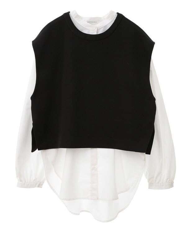 AMERICAN HOLIC ＳＥＴ　イージーケアロングシャツ＋ポンチベスト Off White