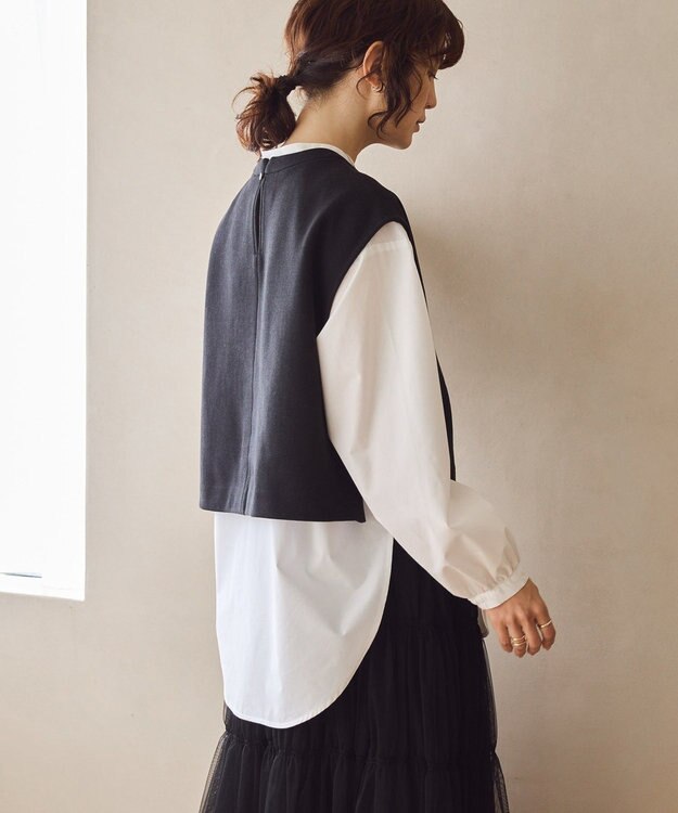 AMERICAN HOLIC ＳＥＴ　イージーケアロングシャツ＋ポンチベスト Off White