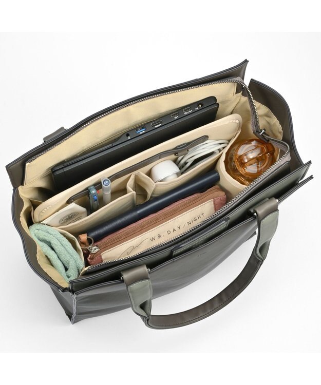 ACE BAGS & LUGGAGE W&.Day/Night リリ バーチカルトート A4サイズ 13.3インチPC 15176 ダブルアンドデイナイト チャコール