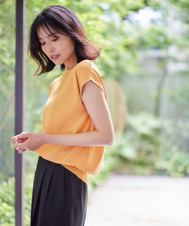 ANY 【UVケア/接触冷感/アンチピリング】クールタッチフレンチスリーブニット オレンジ