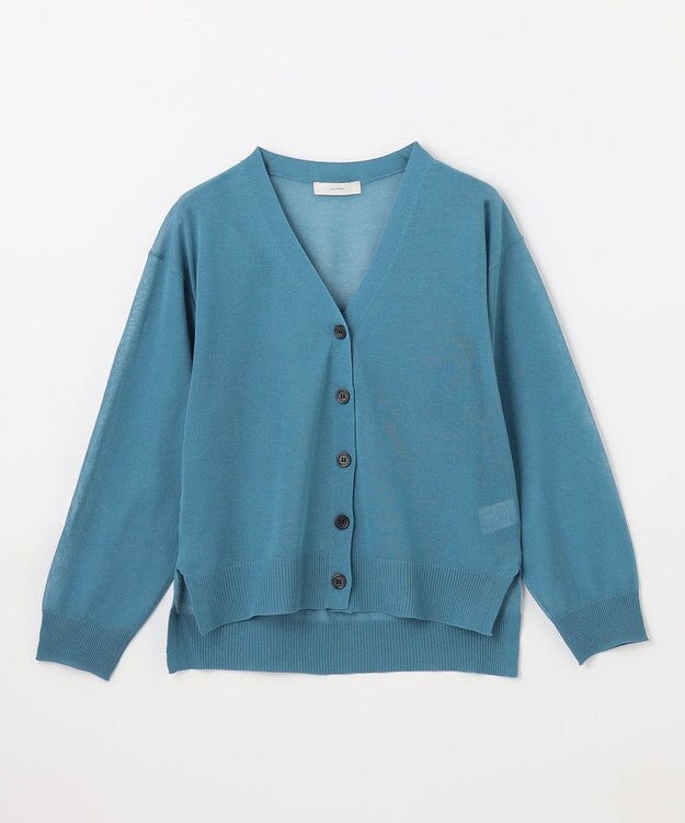 ANY L 【洗濯機可/接触冷感/アンチピリング】シアーニットVネックカーディガン ブルー