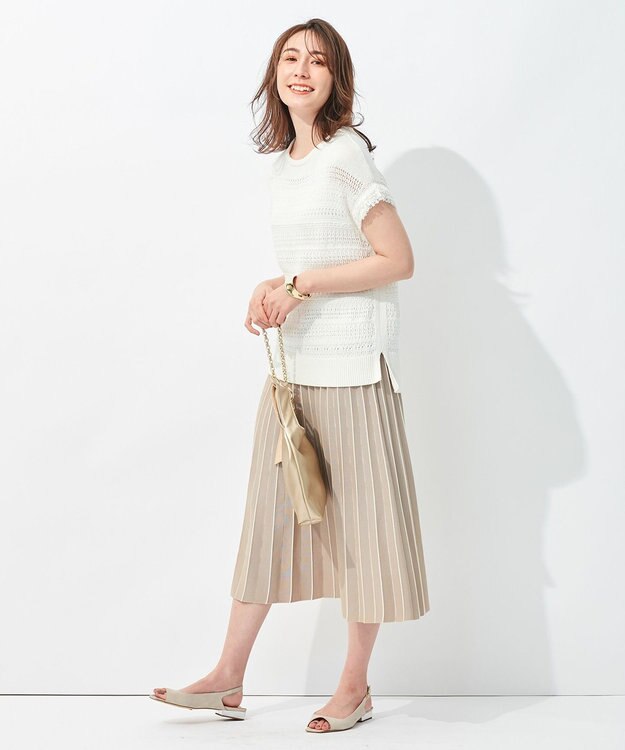 自由区 【洗える/マルチWAY】コットンアセテートニットセットアップ ベージュ系1