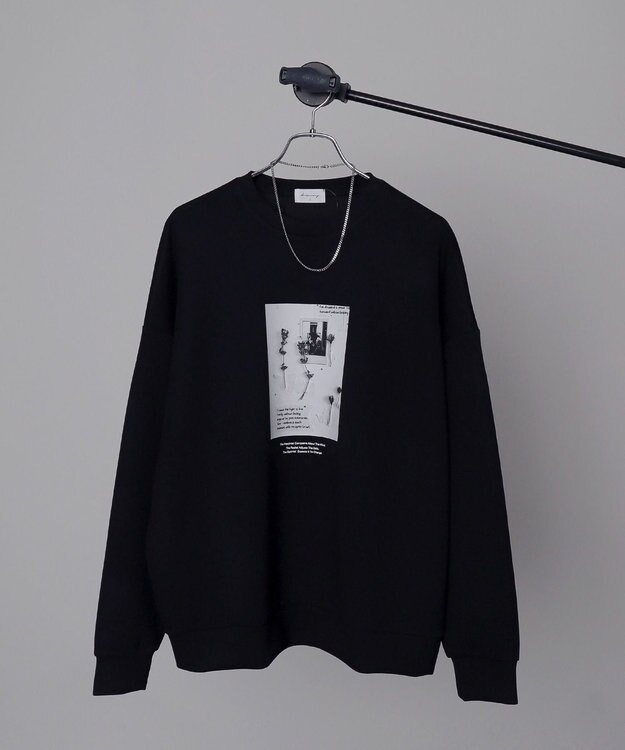 WEGO 【２点セット】アクセ付きフォトグラフィックプルオーバー ブラック