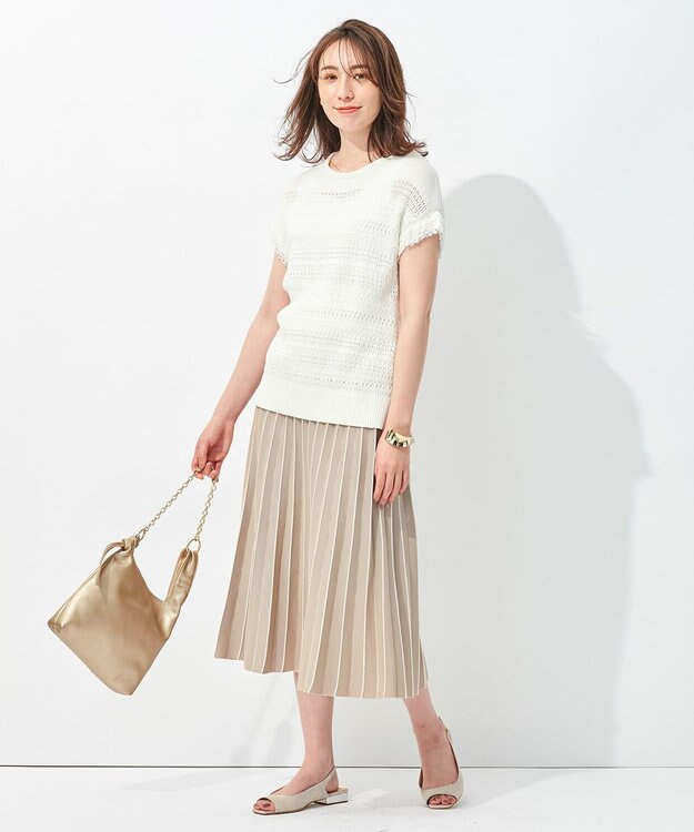 自由区 【洗える/マルチWAY】コットンアセテートニットセットアップ ベージュ系1