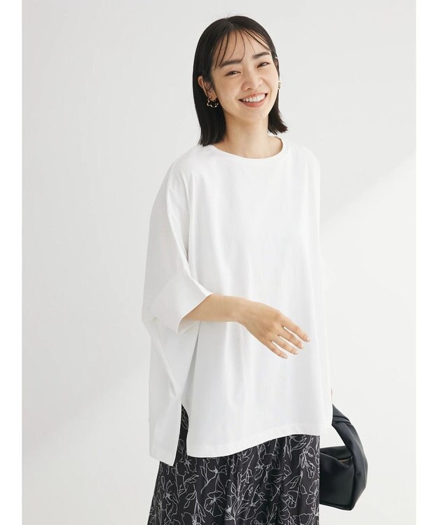 Green Parks 冷っとすずやか　ドルマンカット５分袖プルオーバー Off White