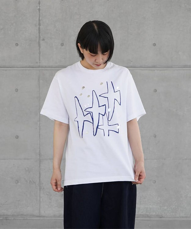 nitorito 【UNISEX】tori Tシャツ blue×(Silver箔プリント)
