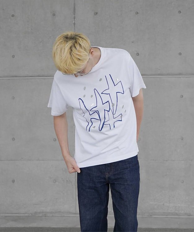 nitorito 【UNISEX】tori Tシャツ blue×(Silver箔プリント)