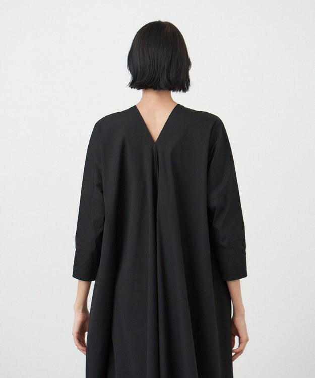 ATON STRETCH BROAD | Vネックドレス BLACK
