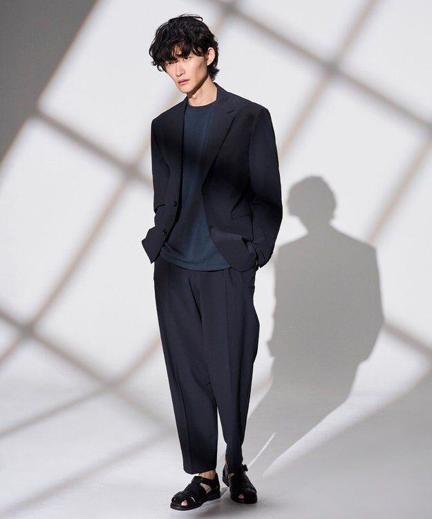 JOSEPH HOMME 【WEB限定】【新素材 / 新型】サマーヴェールストレッチ　ドロスト付ワイドテーパードパンツ/ MARLOW ネイビー系