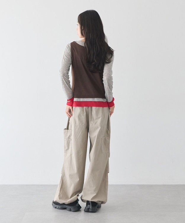 earth music&ecology SET2点ハイショクシアータンクトップ+ロンT Brown