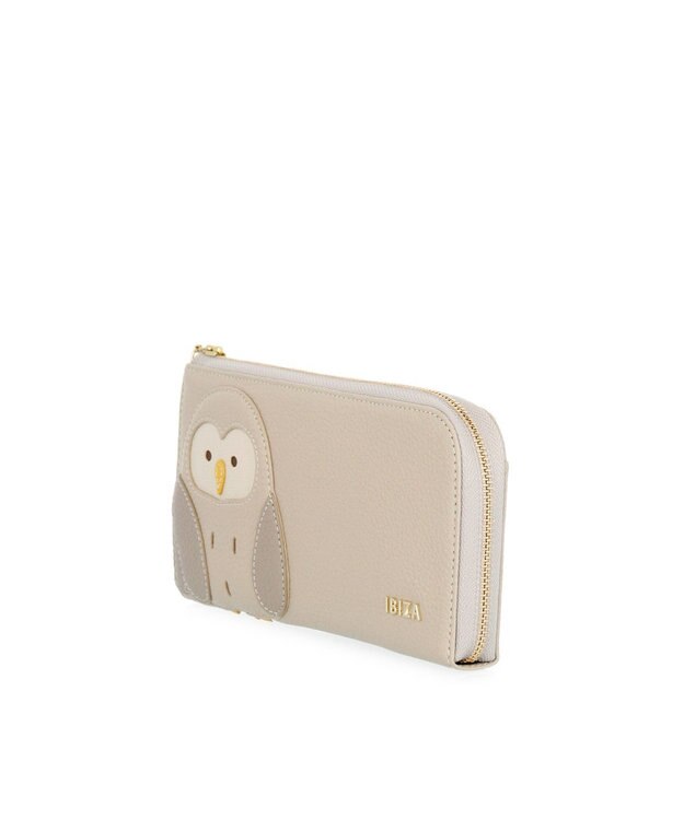 IBIZA アニマーダ　牛革　L字ファスナー長財布（フクロウ） ライトグレー
