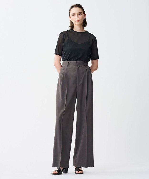 uncrave トリコットシフォン ハーフスリーブカットソー ブラック