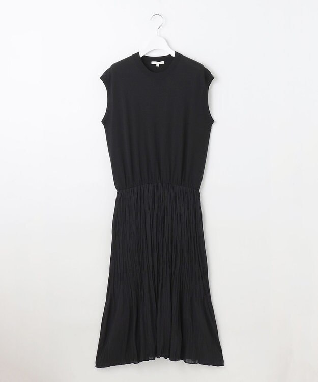 自由区 L 【カタログ掲載・洗える】ジョーゼットプリーツコンビ ワンピース ブラック