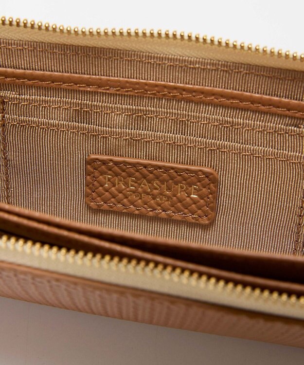 TOPKAPI 【TREASURE TOPKAPI】クロスエンボス レザー L字ファスナー 長財布 キャメル