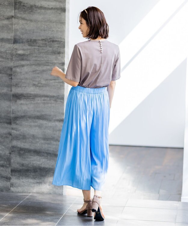 組曲 S 【汗ジミ防止・撥水】GIZAプレーティング天竺バックパール Tシャツ ブラウン系