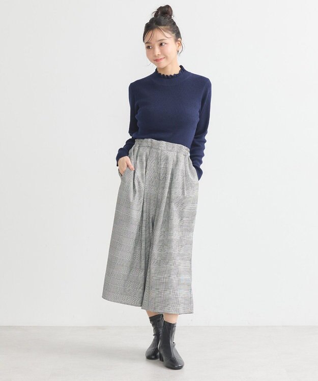 earth music&ecology レーシーハイネックリブプルオーバー Navy