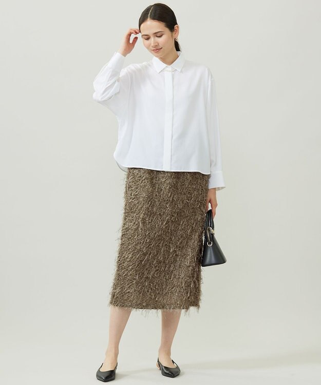 自由区 L 【カタログ掲載】フェザージャカード スカート カーキ