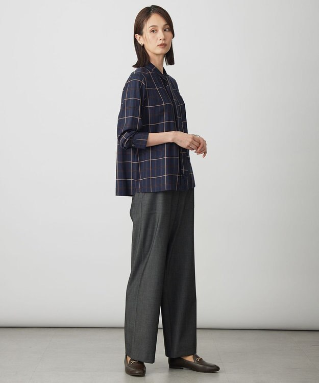 J.PRESS LADIES S サイロチェック ストライプ ブラウス ネイビーチェック系