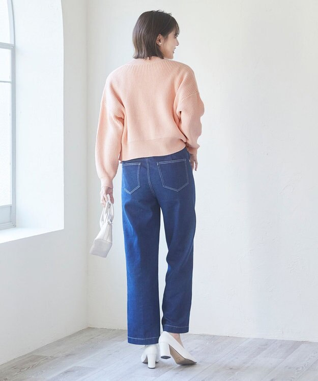 Feroux 【洗える】パール付き カーディガン ピンク系