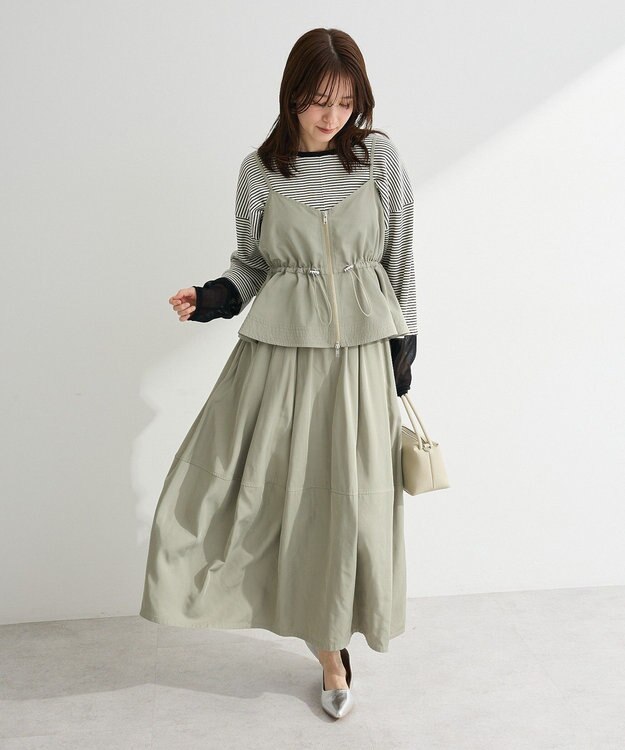 Green Parks 袖チュールリブプルオーバー Ivory