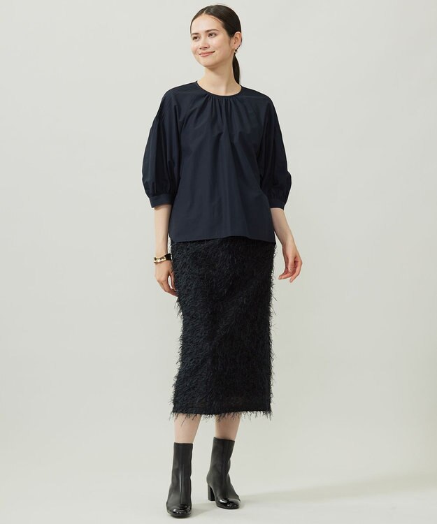 自由区 L 【カタログ掲載】フェザージャカード スカート ネイビー