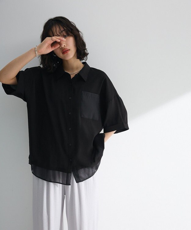 Green Parks 裾レイヤードショートスリーブシャツ Black