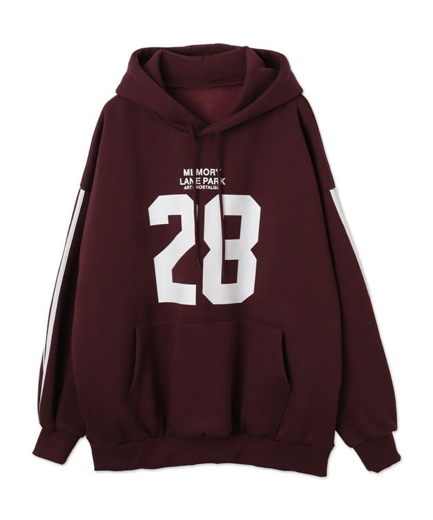 WEGO サイドラインナンバリングパーカー ワイン