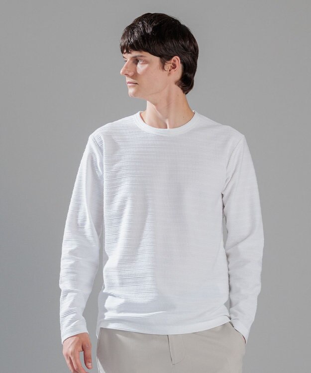 JOSEPH HOMME メランジリップル　クルーネックカットソー ホワイト系