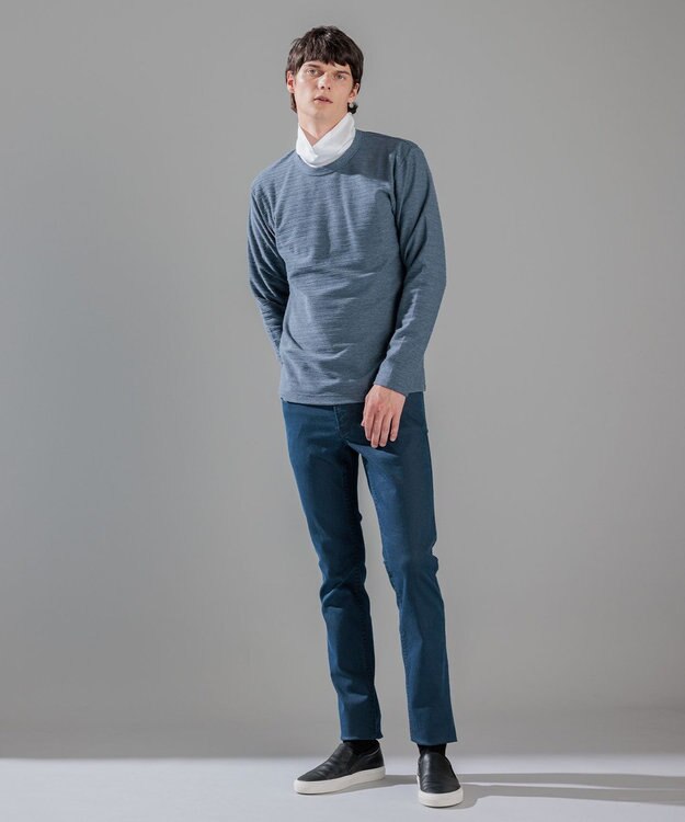 JOSEPH HOMME メランジリップル　クルーネックカットソー ダルブルー系