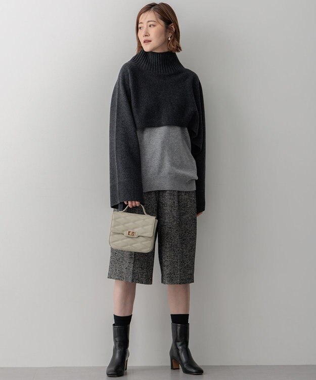 23区 【Oggi2月号掲載/洗える】ピュアカシミヤ クルーネック ニット グレー系