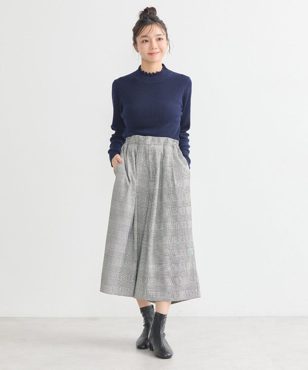 earth music&ecology レーシーハイネックリブプルオーバー Navy