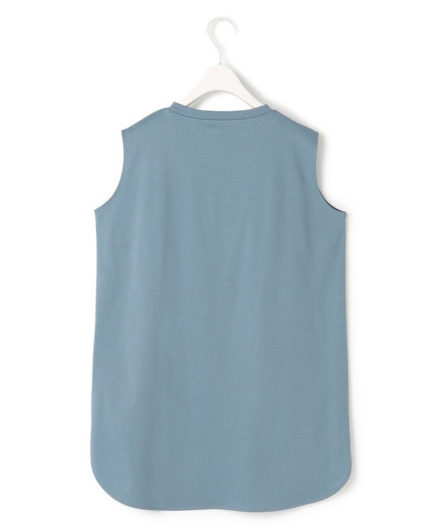 ICB L 【接触冷感・洗える】コンパクトスムース ノースリーブTシャツ ダルブルー系