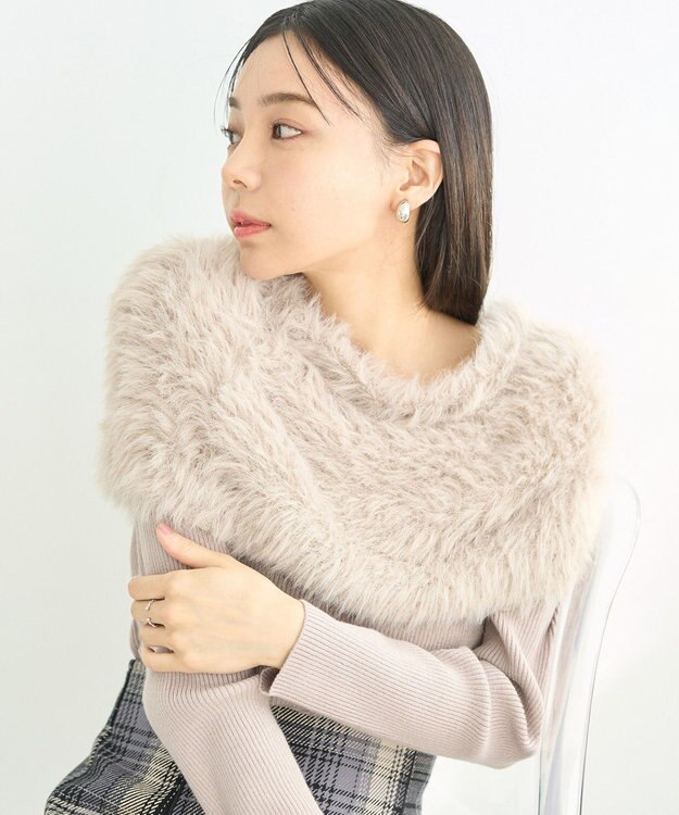 earth music&ecology ＳＥＴ２点ケープ＋リブニットプルオーバー Beige