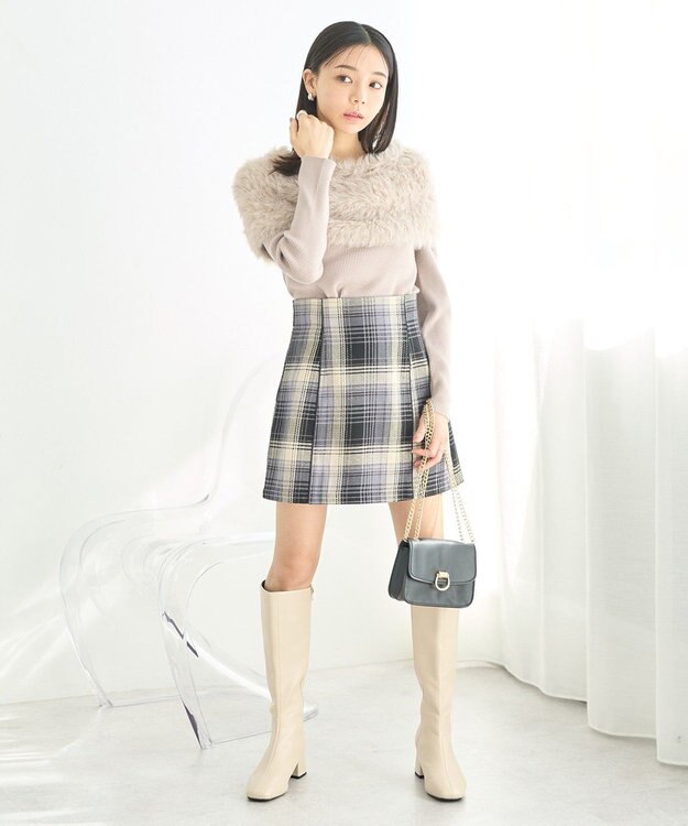 earth music&ecology ＳＥＴ２点ケープ＋リブニットプルオーバー Beige