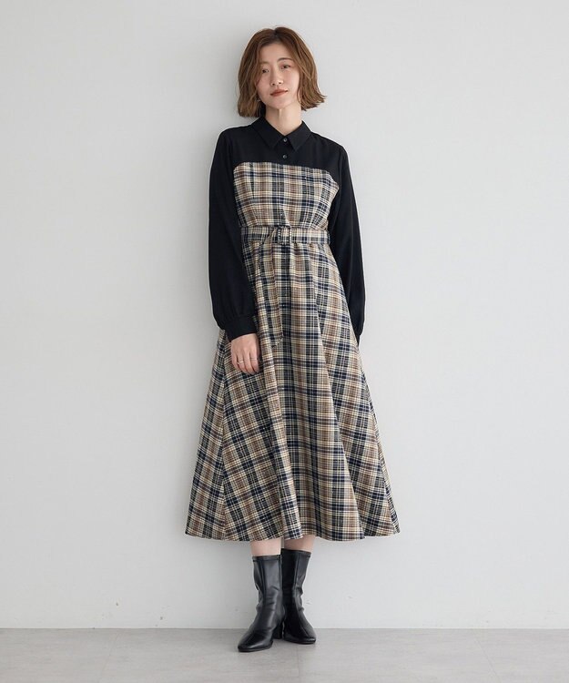 チェック柄ベアドッキングワンピース / YECCA VECCA | ファッション
