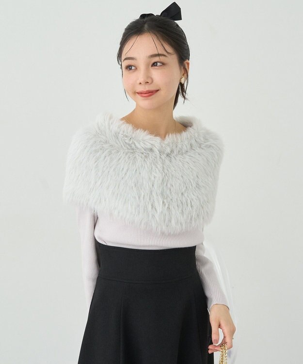 earth music&ecology ＳＥＴ２点ケープ＋リブニットプルオーバー Light Gray