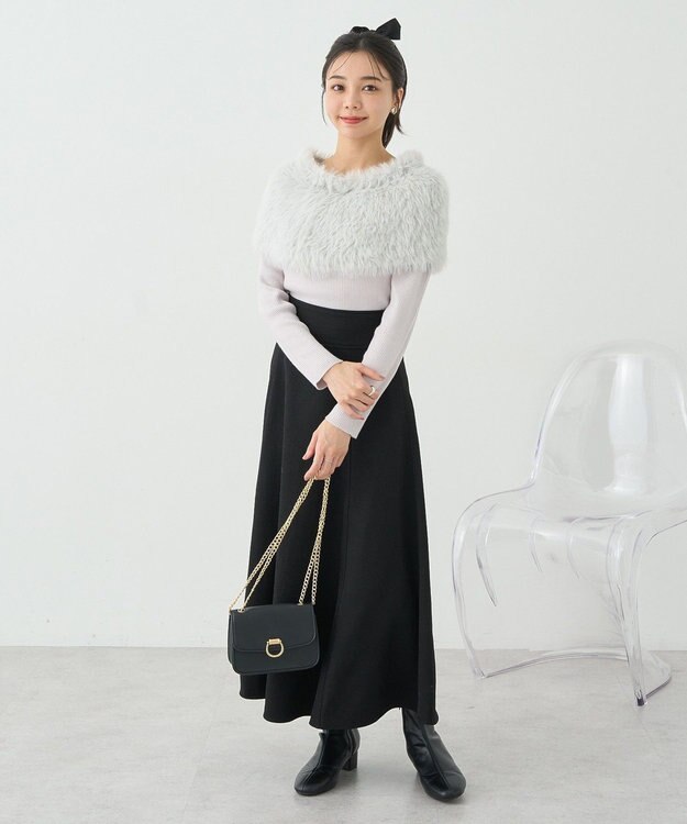 earth music&ecology ＳＥＴ２点ケープ＋リブニットプルオーバー Light Gray