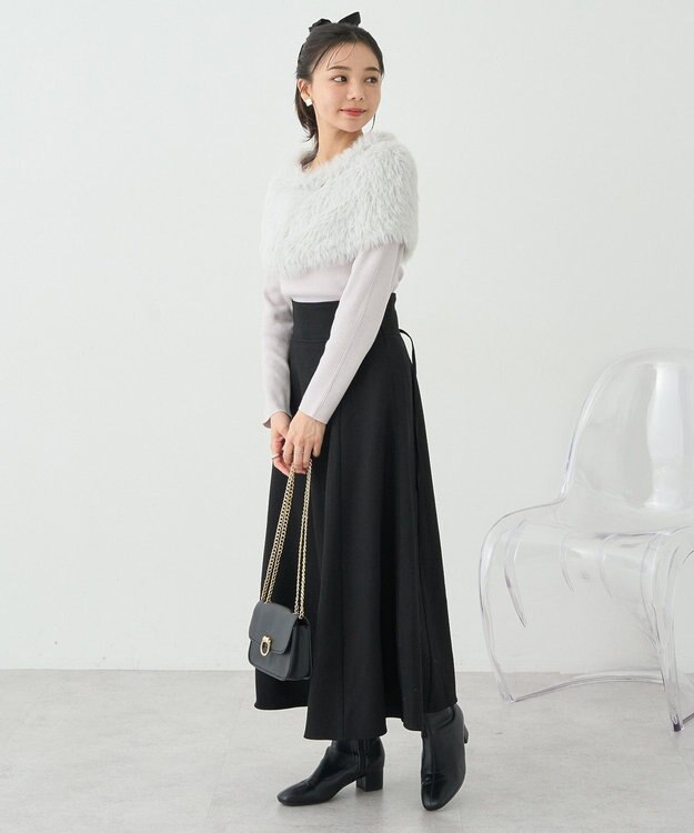 earth music&ecology ＳＥＴ２点ケープ＋リブニットプルオーバー Light Gray