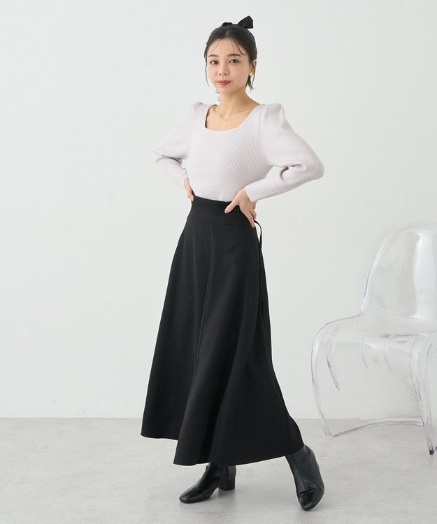 earth music&ecology ＳＥＴ２点ケープ＋リブニットプルオーバー Light Gray