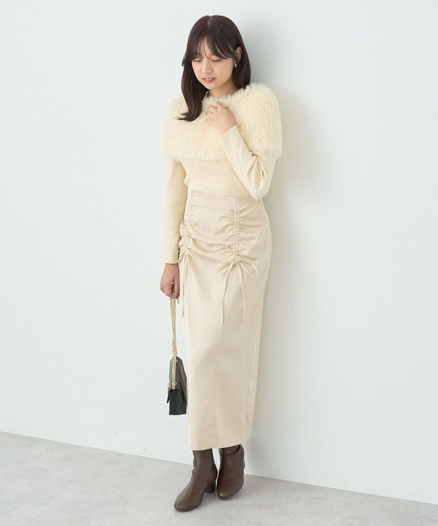 earth music&ecology ＳＥＴ２点ケープ＋リブニットプルオーバー Ivory