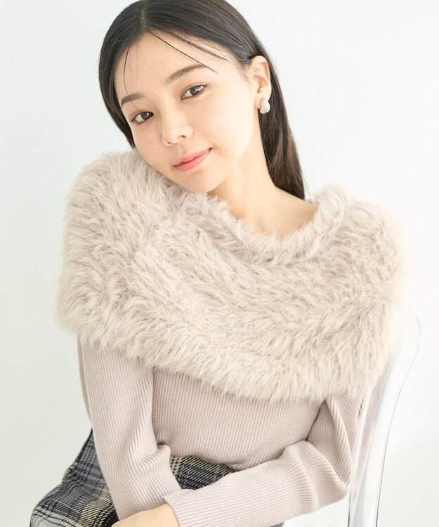 earth music&ecology ＳＥＴ２点ケープ＋リブニットプルオーバー Beige