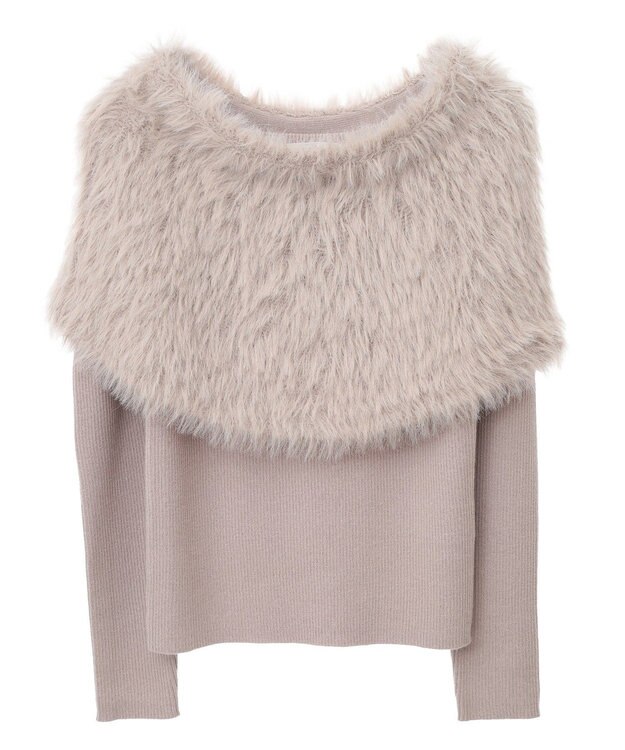 earth music&ecology ＳＥＴ２点ケープ＋リブニットプルオーバー Beige