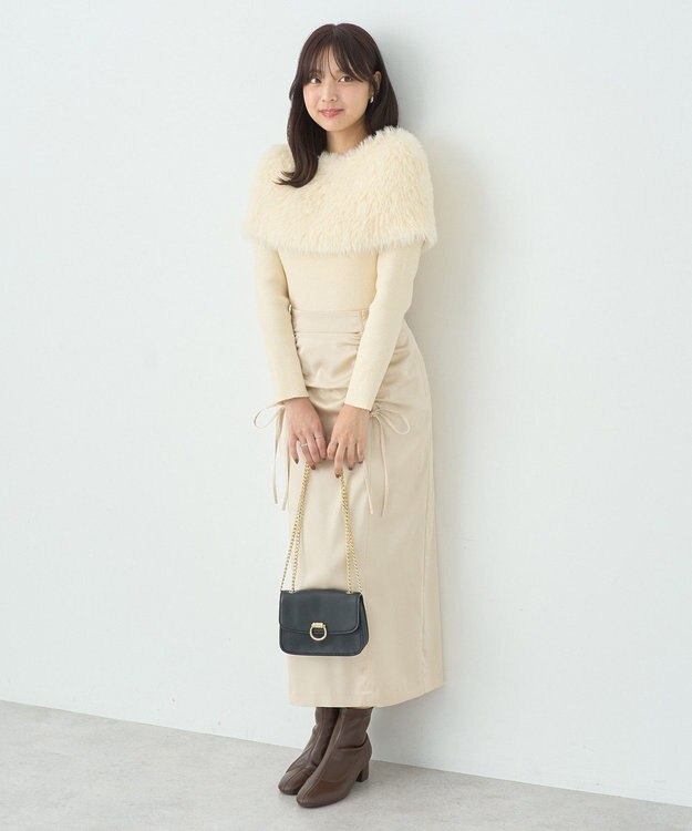 earth music&ecology ＳＥＴ２点ケープ＋リブニットプルオーバー Ivory