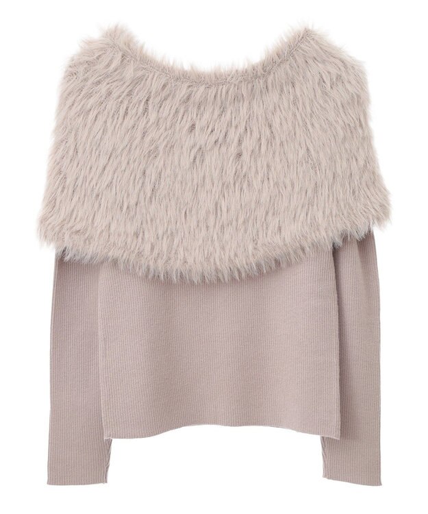 earth music&ecology ＳＥＴ２点ケープ＋リブニットプルオーバー Beige